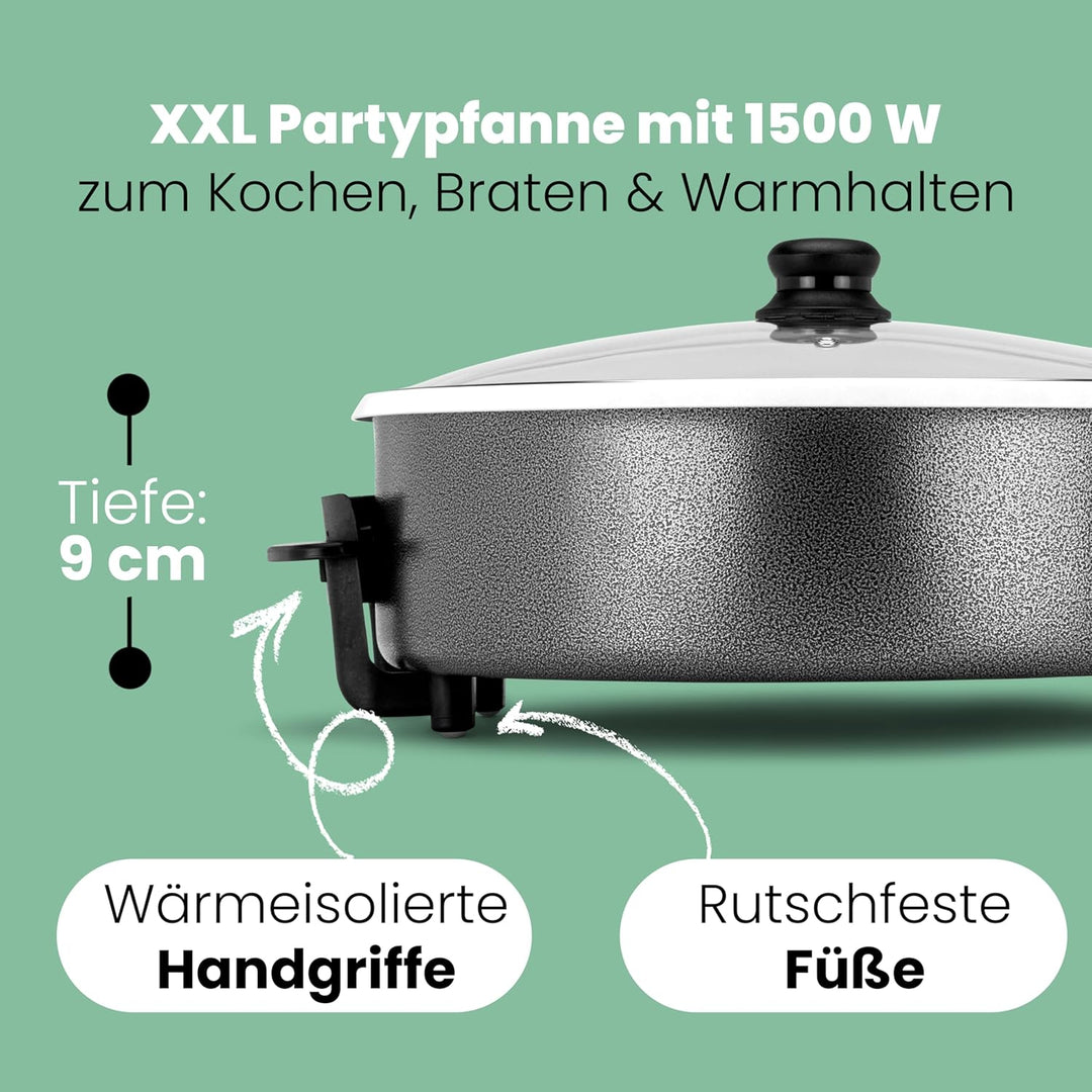 Clatronic® Partypfanne | Multifunktionspfanne zum Kochen, Braten und mehr | Keramikbeschichteter Brä