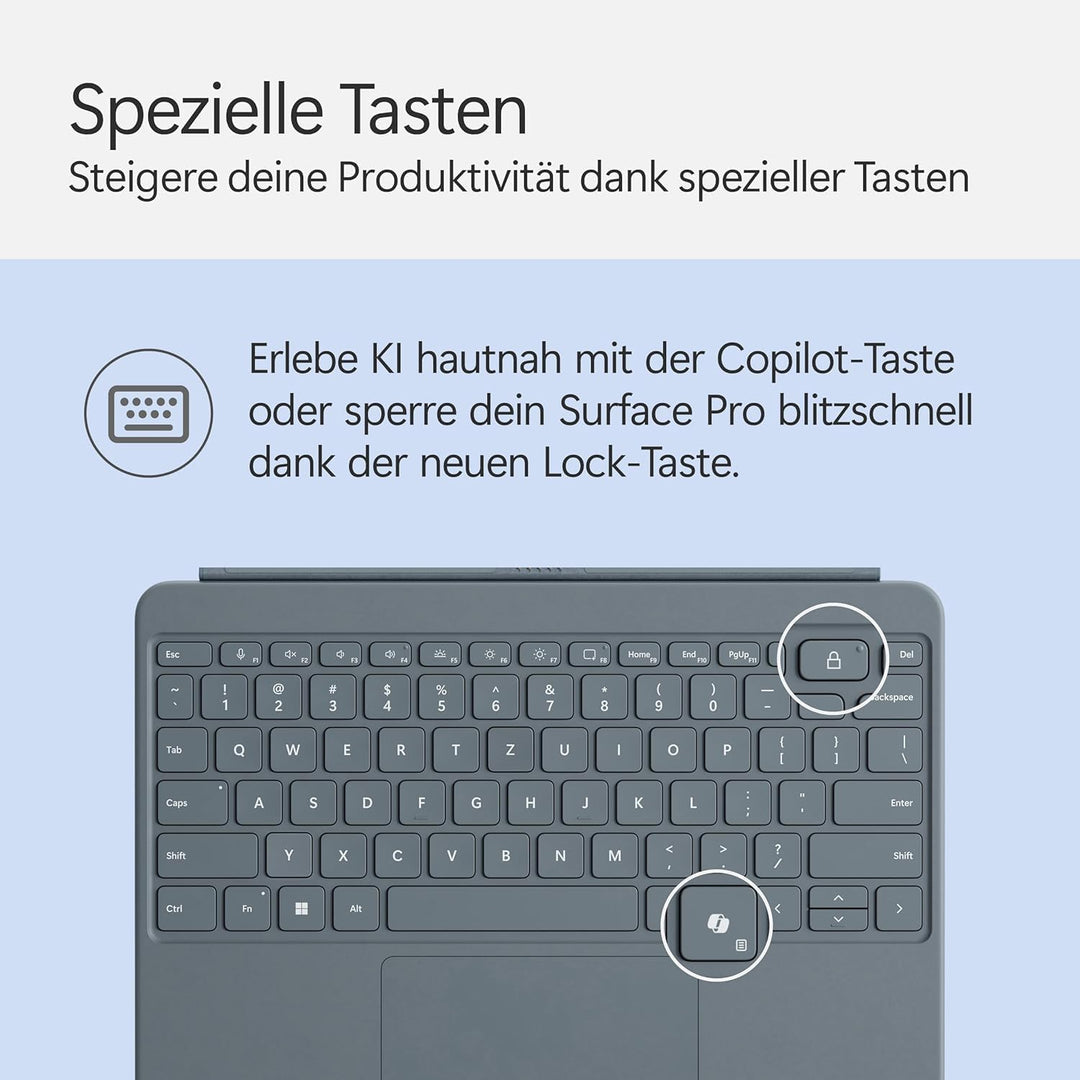 Microsoft Surface Pro 12" Keyboard mit Slim Pen | kompatibel mit Surface Pro 12" | QWERTZ | Ozean Ke