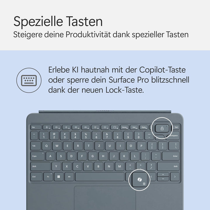 Microsoft Surface Pro 12" Keyboard mit Slim Pen | kompatibel mit Surface Pro 12" | QWERTZ | Ozean Ke