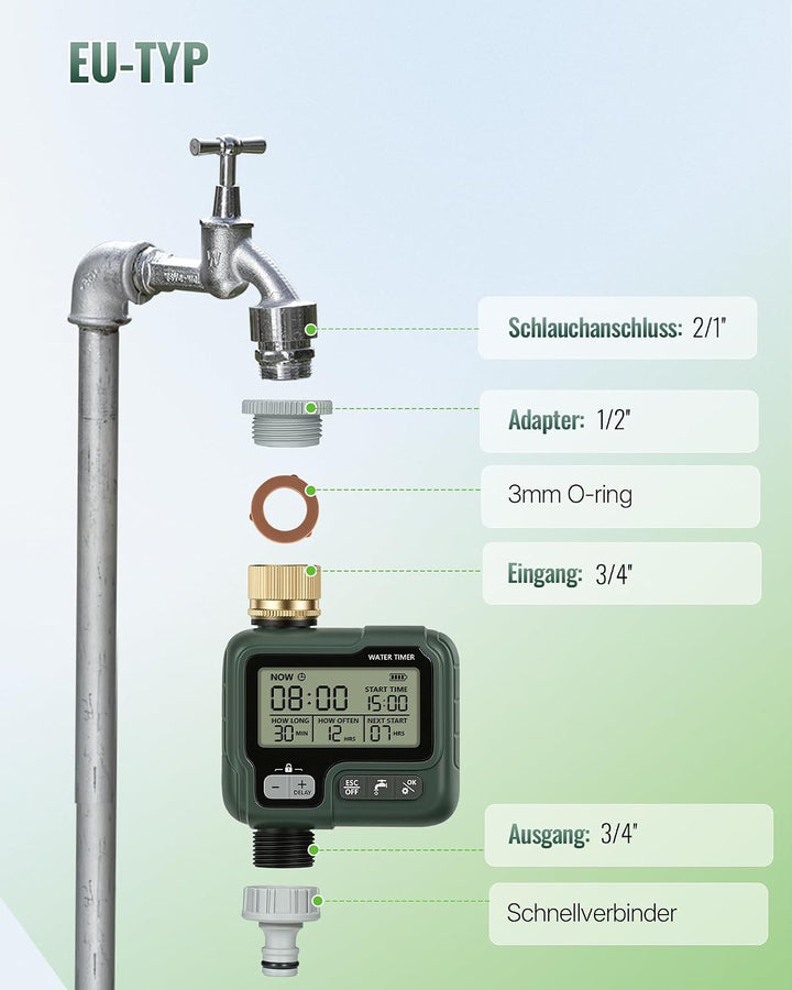 Bewässerungscomputer, Gartenschlauch Zeitschaltuhr Gartenbewässerung, Bewässerungsautomat, programmi