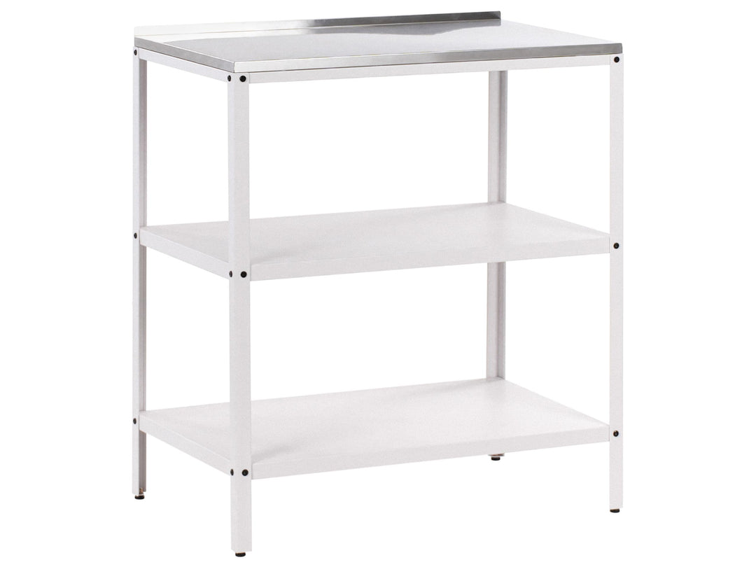 Beliani Outdoor-Kücheninsel Stahl weiss mit Edelstahlplatte Silber modern Vilama