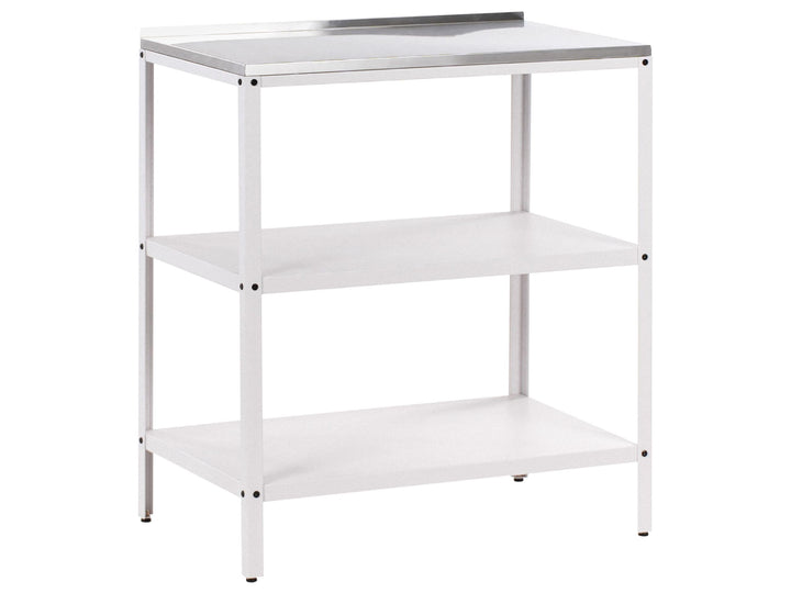Beliani Outdoor-Kücheninsel Stahl weiss mit Edelstahlplatte Silber modern Vilama
