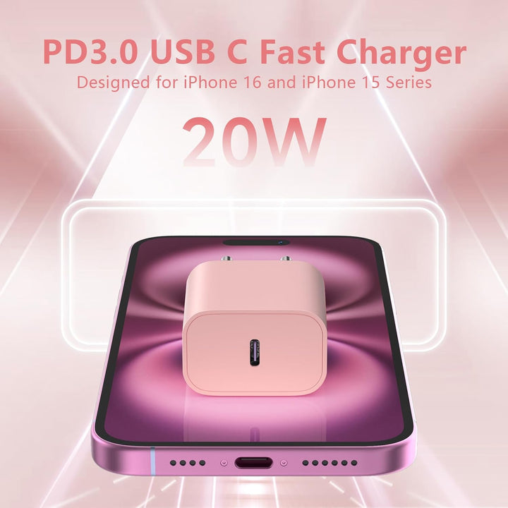 USB-C-ladegerät, für iPhone 16/15 Serie, for iPhone Schnellladegerät, PD20W, ladegerät-Typ-C, 2er Pa