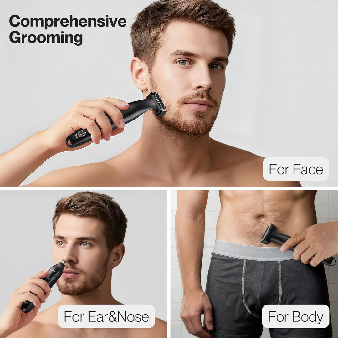 BarberBoss 3-in-1 Präzisionstrimmer Herren Bart- und Haarpflegeset für Männer, Körperpflege, Nasen-