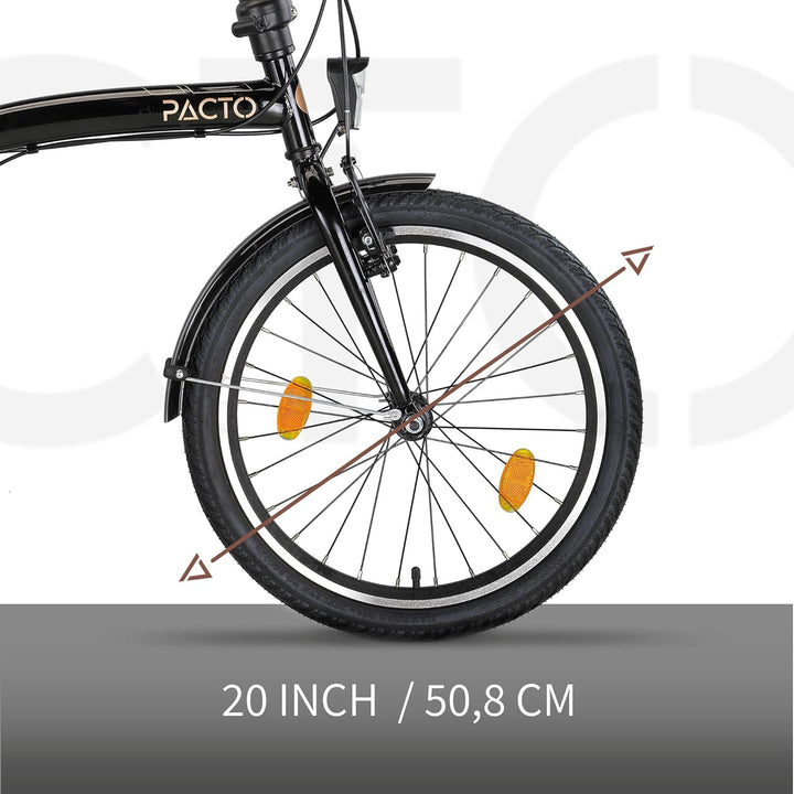 PACTO Ten Klapprad 20 Zoll mit Schnelles Faltsystem (10 Sek), Stahlrahmen, Leichtgewicht (16KG), Shi