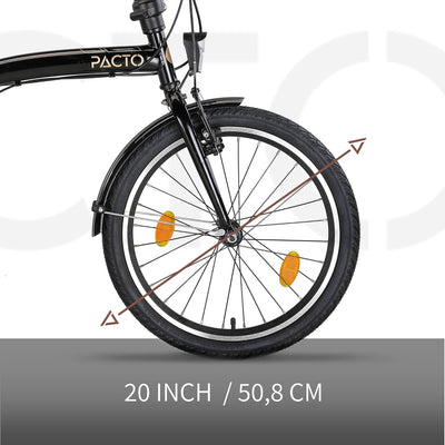 PACTO Ten Klapprad 20 Zoll mit Schnelles Faltsystem (10 Sek), Stahlrahmen, Leichtgewicht (16KG), Shi
