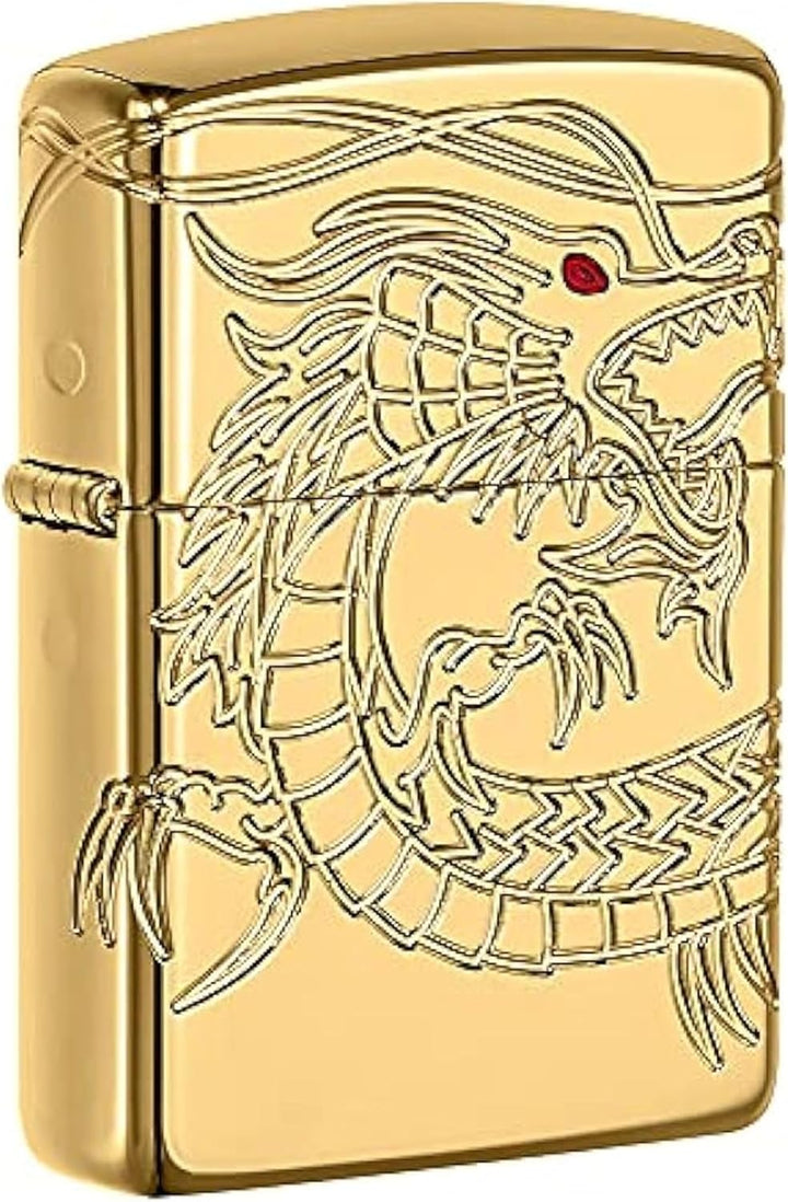 Zippo 60000685 Jim Beam Feuerzeug, Chrom, Armor High polish Gold Plate with Epoxy Inlay (Dragon Mult