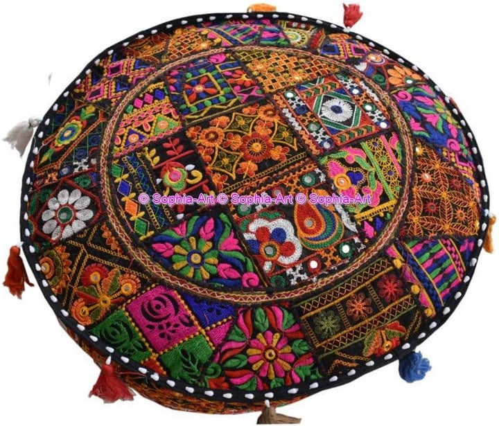 Indische bestickte Patchwork-Abdeckung Indische dekorative Hocker Indische bequeme Boden Baumwolle K