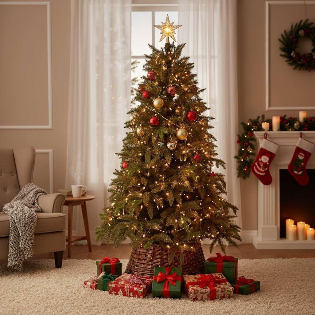 BOGATECO Weidenkorb für den Weihnachtsbaum 60cm Durchmesser | Weihnachtsbaum Rock aus Weide | Weihna