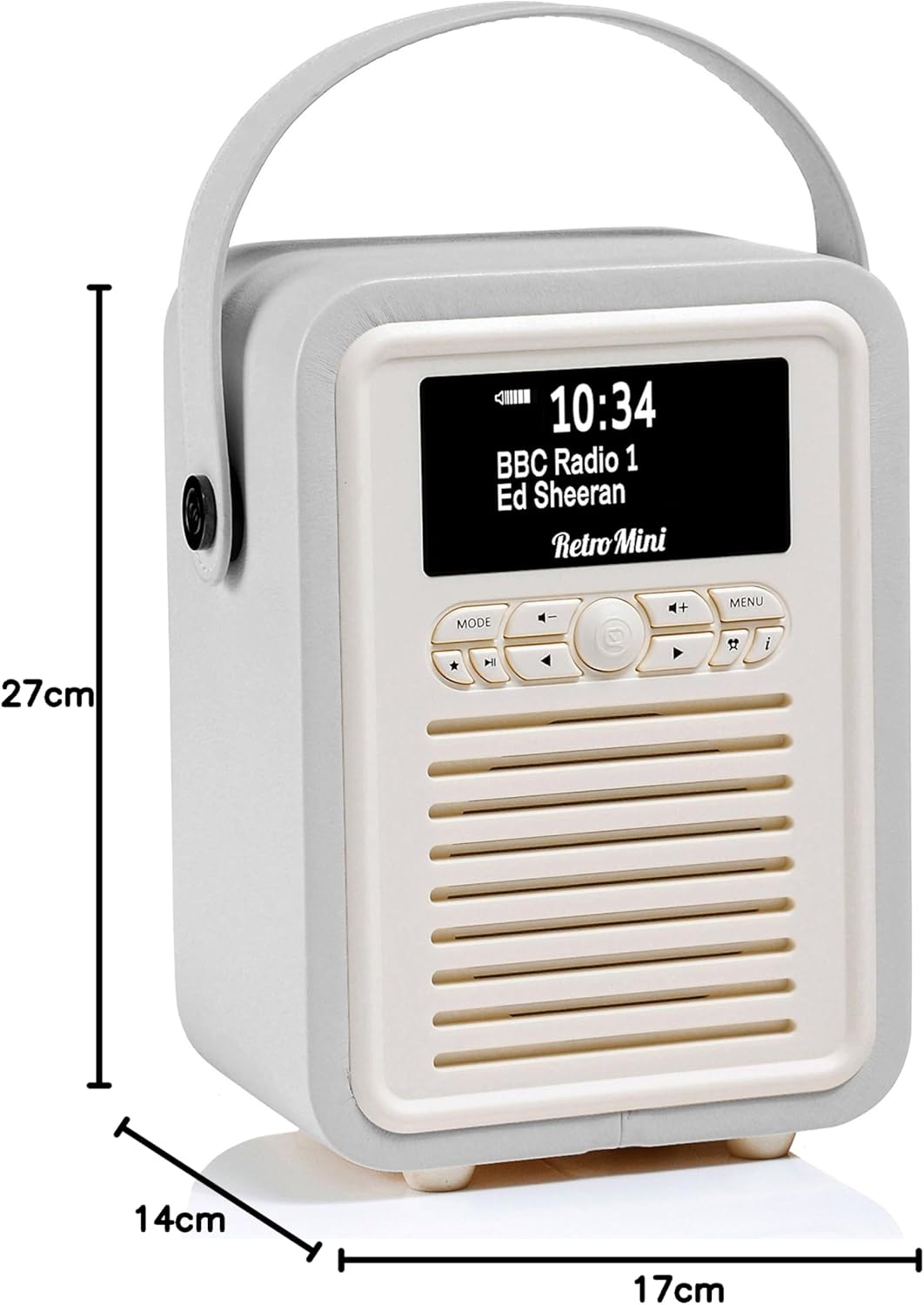 VQ Retro Mini DAB/DAB+ Digital- und FM-Radio mit Bluetooth und Weckfunktion - Hellgrau