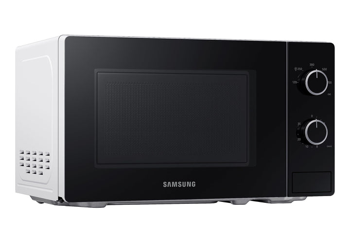Samsung Solo-Mikrowelle, 700 W, Epoxy-Garraum mit 20 l Volumen, 5 Leistungsstufen, Defrost, Weiss/Sc