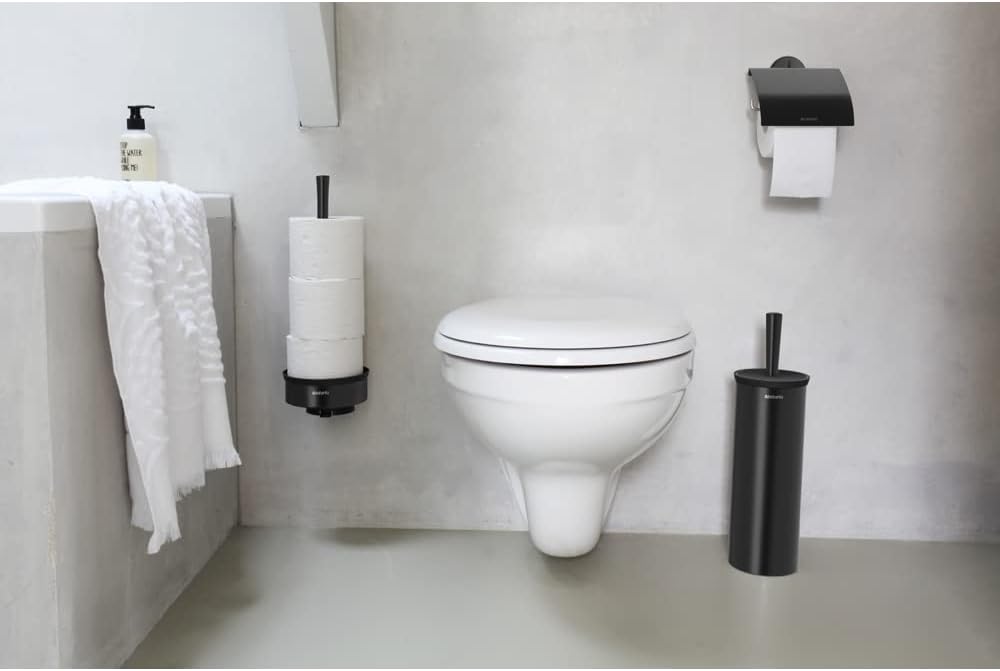 Brabantia Toilettenbürstengarnitur - Black Matt Black Toilettenbürste und Halter, Matt Black Toilett