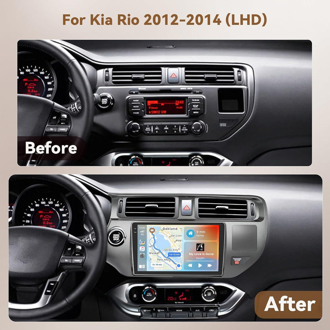 Hikity Android 15 Autoradio für Kia Rio 2012-2014 9 Zoll CarPlay GPS | 4+64G, Incell Touchscreen, Wi