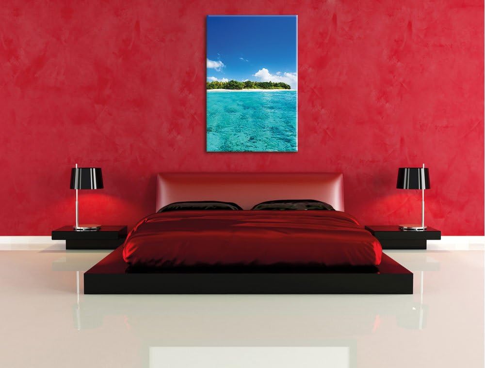 Pixxprint Malediven Traumstrand Meer als Leinwandbild/Grösse: 100x70 / Wandbild/Kunstdruck/fertig be