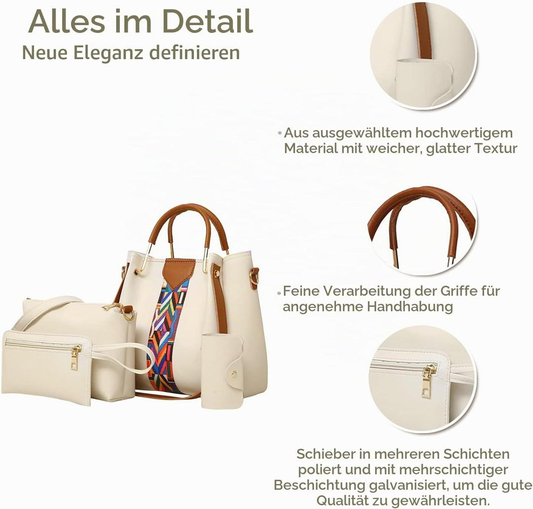 NICOLE &amp; DORIS Damen Handtaschen Umhängetaschen 4 Stück Handtaschen für Damen Top-Griffe Schultertas