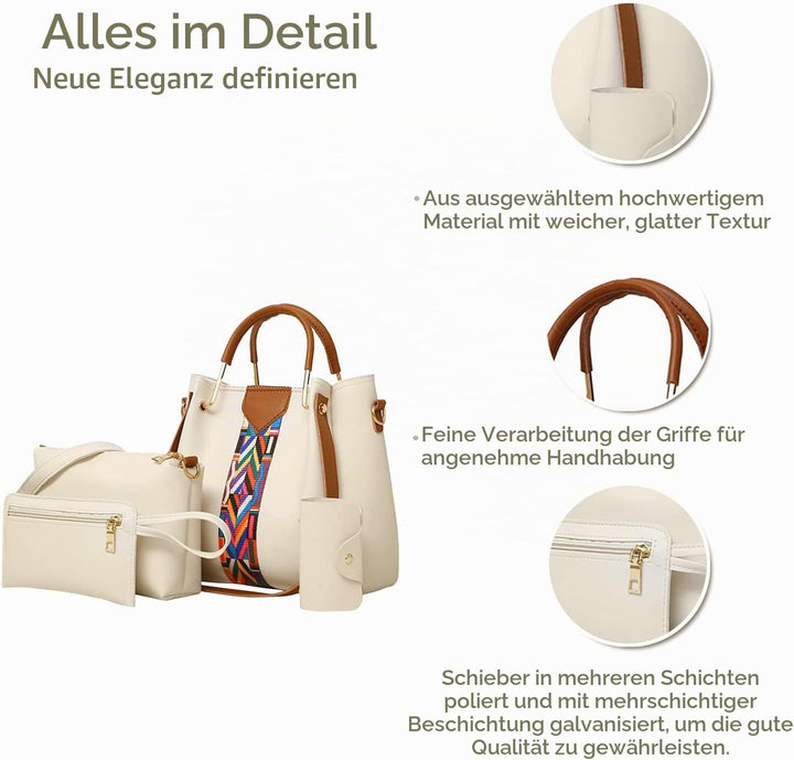 NICOLE &amp; DORIS Damen Handtaschen Umhängetaschen 4 Stück Handtaschen für Damen Top-Griffe Schultertas