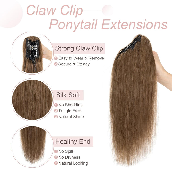 Haarteile Echthaar Ponytail Extension Clip in Pferdeschwanz Extensions Echthaar Glatt Zopf Haarverlä