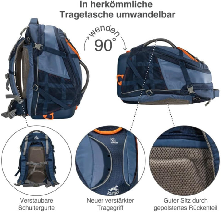 Kurgo G-Train Hunderucksack, Mit integriertem Haustierfach, Wasserfester Boden, Für Haustiere bis zu