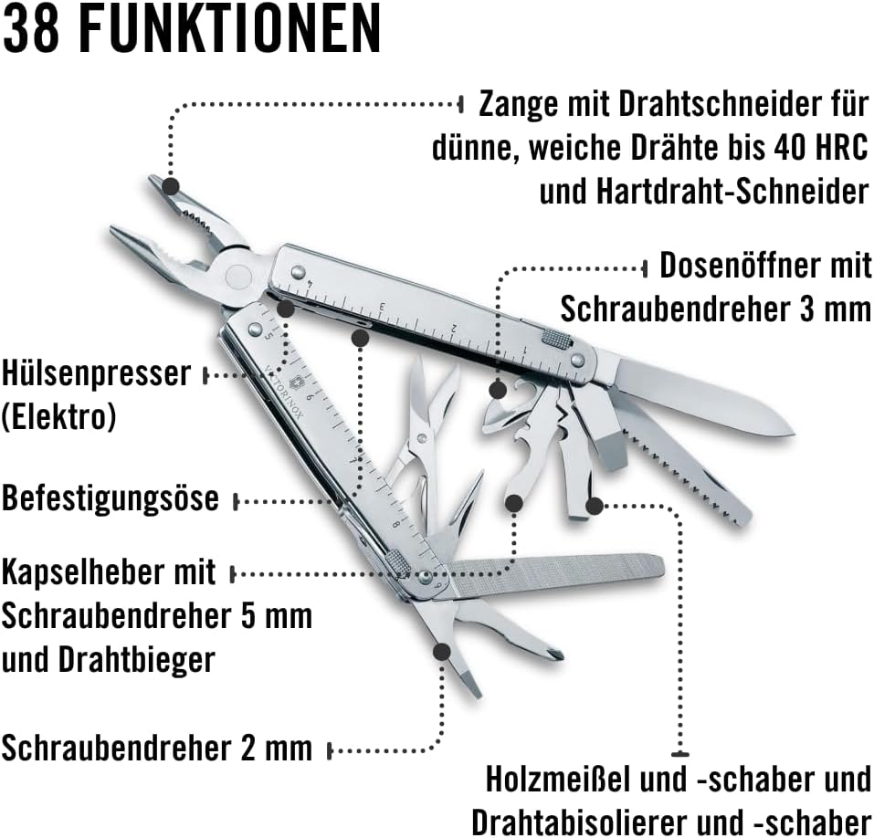 Victorinox Schweizer Taschenmesser Swiss Tool X Plus Ratchet, 40 Funktionen, Multitool inkl. Kombi-S
