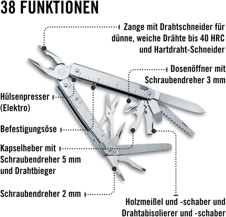 Victorinox Schweizer Taschenmesser Swiss Tool X Plus Ratchet, 40 Funktionen, Multitool inkl. Kombi-S