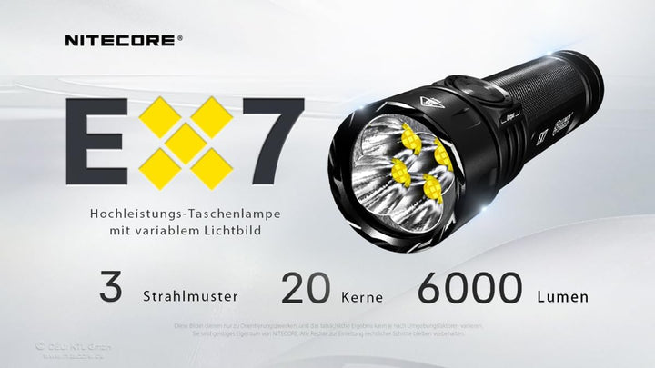 Nitecore EX7-6000 Lumen Flutlicht-Mix-betriebener USB-C-Akku, Schwarz