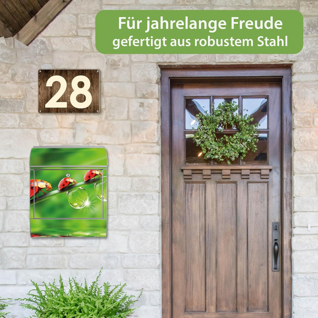 banjado® Design Briefkasten mit Motiv Für Jeden Einen 39x47x14cm &amp; 2 Schlüssel - Briefkasten Stahl S