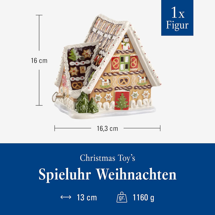Villeroy und Boch Christmas Toys Spieluhr "Lebkuchenhaus", Porzellan, Weiss/Beige