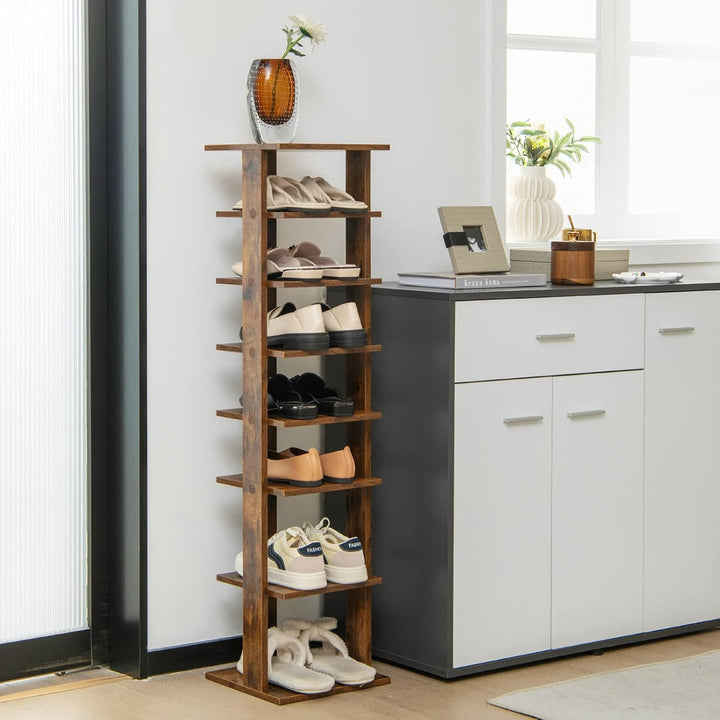 GIANTEX Schuhregal schmal und hoch, Schuhschrank Regal Holz 8 Ebenen, Schuhständer Schuhablage verti