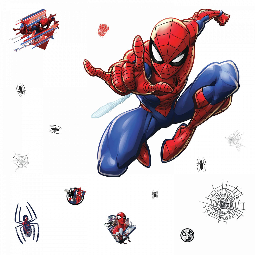 RoomMates Riesiger wiederverwendbarer Spiderman-Aufkleber, Blau, Rot, Schwarz, Spiderman