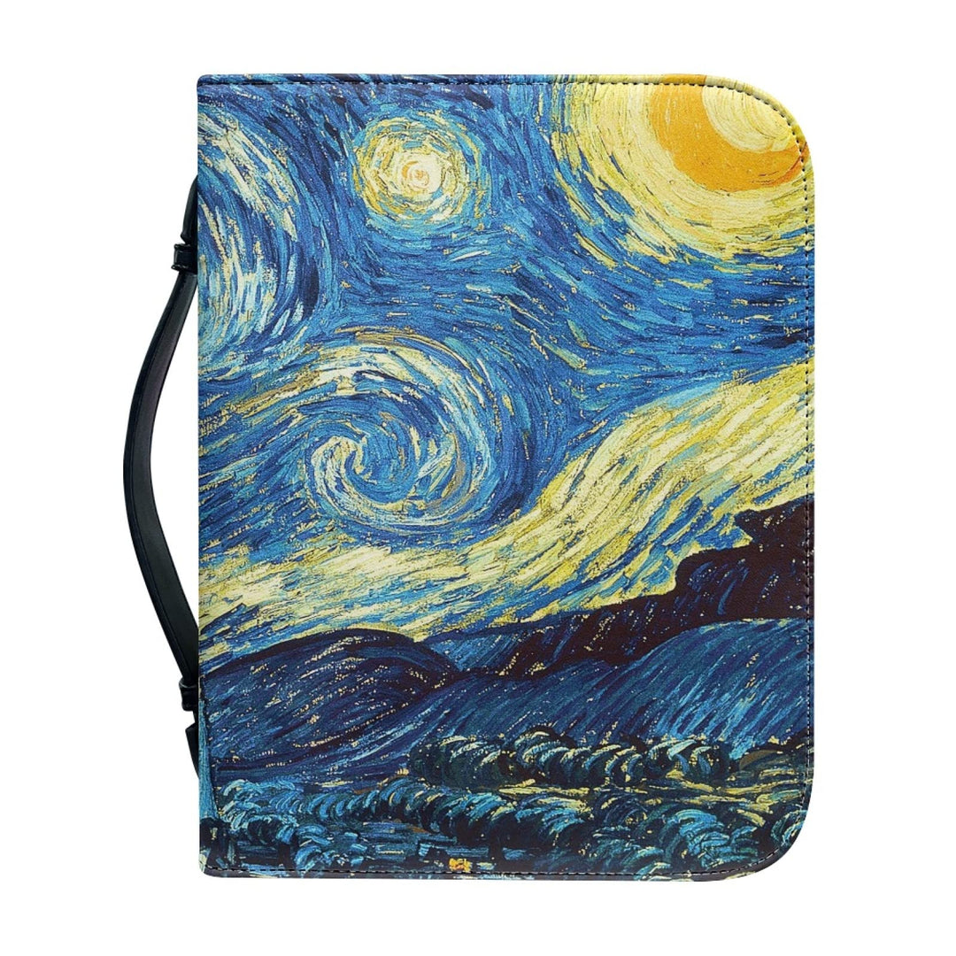 Kuiaobaty Damen-Bibelhülle aus Kunstleder, Van Gogh, Kunstbuch, Tragetasche, Sternennacht-Buchhülle,