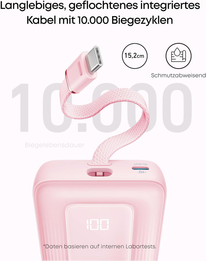 Anker Zolo Powerbank (2025 Upgrade), 20000mAh, 30W High-Speed-Ladegerät mit integriertem USB-C Kabel