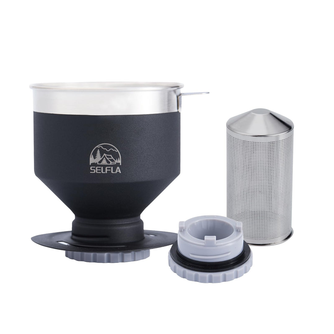 SELFLA Edelstahl-Kaffeefilter, Wiederverwendbarer Tropfer für Isolierbecher, Papierselbsttragend für