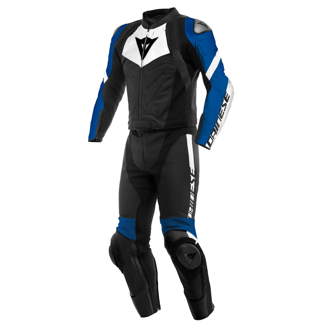 Dainese Avro 4 Herren Zweiteiler Lederkombi, schwarz-weiss-blau, 50 50 BLACK WHITE BLUE, 50 BLACK WH