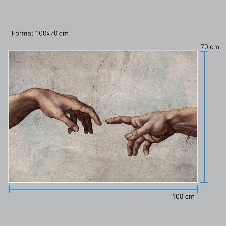 wandmotiv24 Poster als Wanddeko, Grösse 100x70cm, Davinci Hände, die Erschaffung Adams, Gemälde, Kun