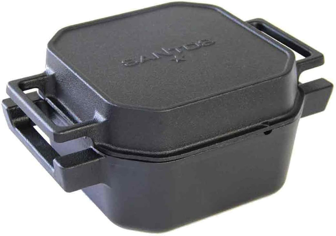 SANTOS Square Dutch Oven mit Deckel - Quadratischer Schmortopf - 6,5L/7Qt Feuertopf - Gusseisen - pa