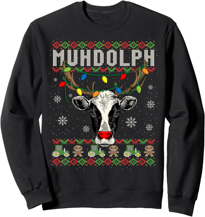 Lustiges Muhdolph Ugly Christmas Weihnachten Kühe Rentier Sweatshirt