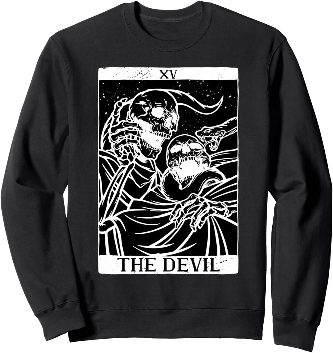 Tarot Karte Der Teufel Devil Okkultes Skelett Goth Hexe Sweatshirt
