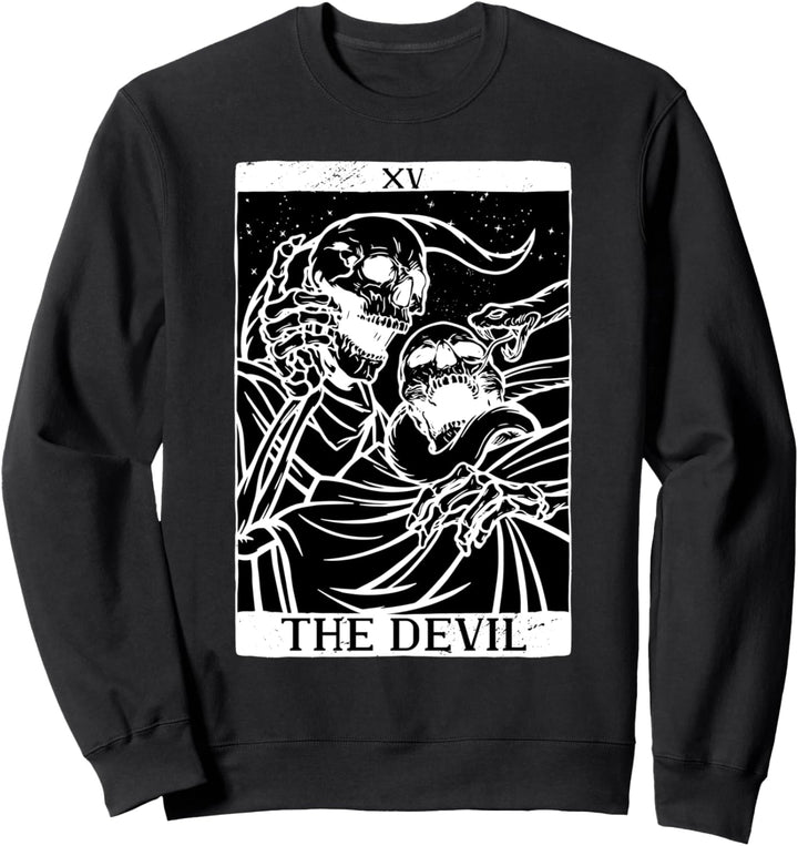 Tarot Karte Der Teufel Devil Okkultes Skelett Goth Hexe Sweatshirt