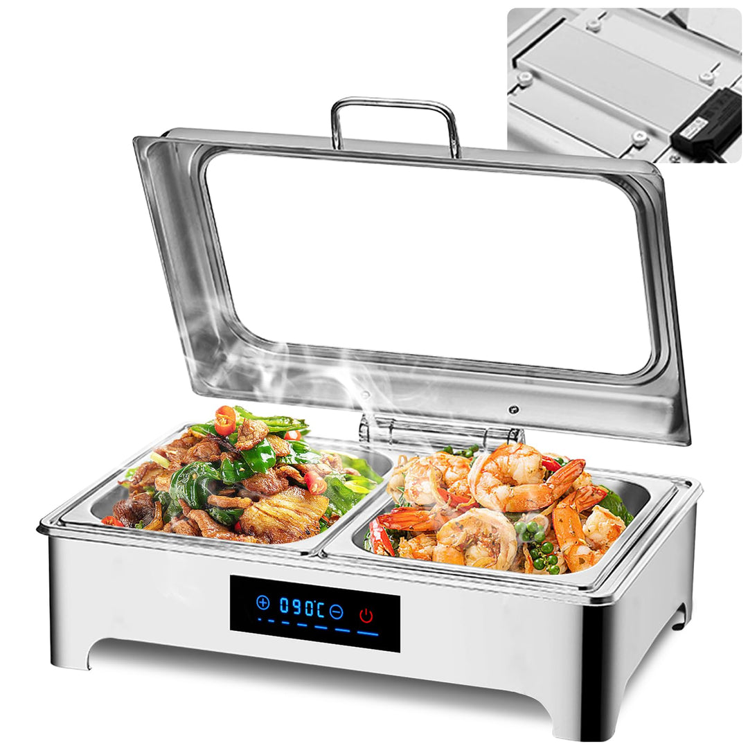 Speisewärmer Buffetwärmer Elektrisch, Commercial Chafing Dish Elektrisch mit LED-Anzeige, Abnehmbare