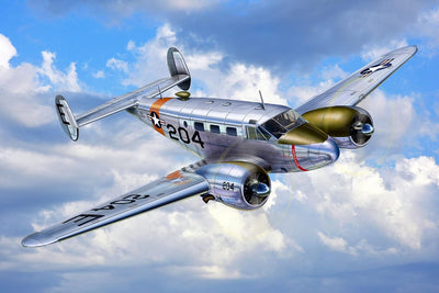 Revell Modellbausatz Beechcraft Model 18 I Detailliertes Modell im Massstab 1:48 I 129 Teile I Herau