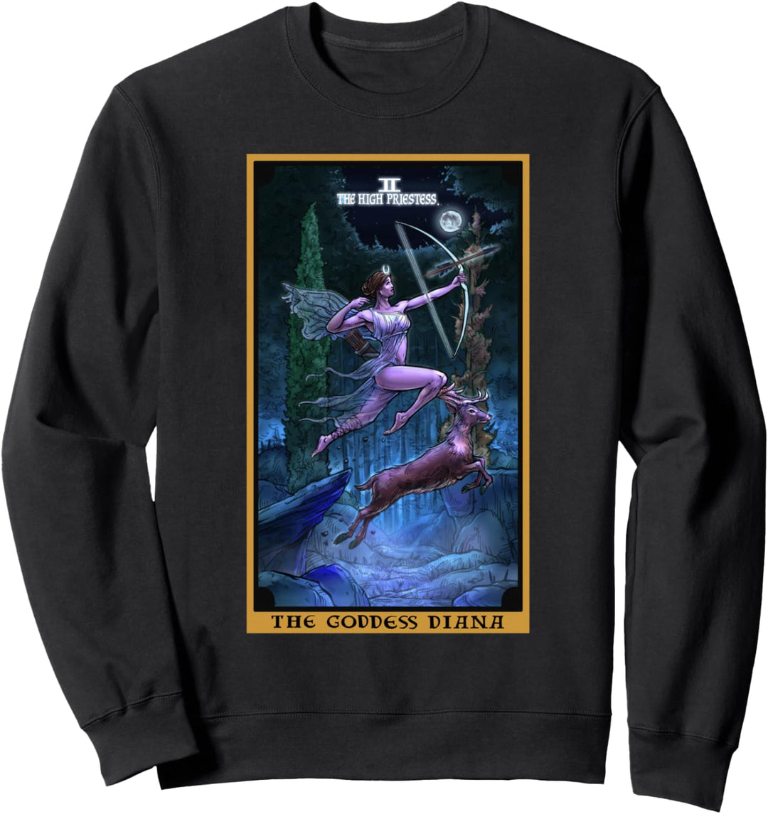 Tarotkarte für die Göttin Diana Hochpriesterin, heidnische Hexerei Sweatshirt