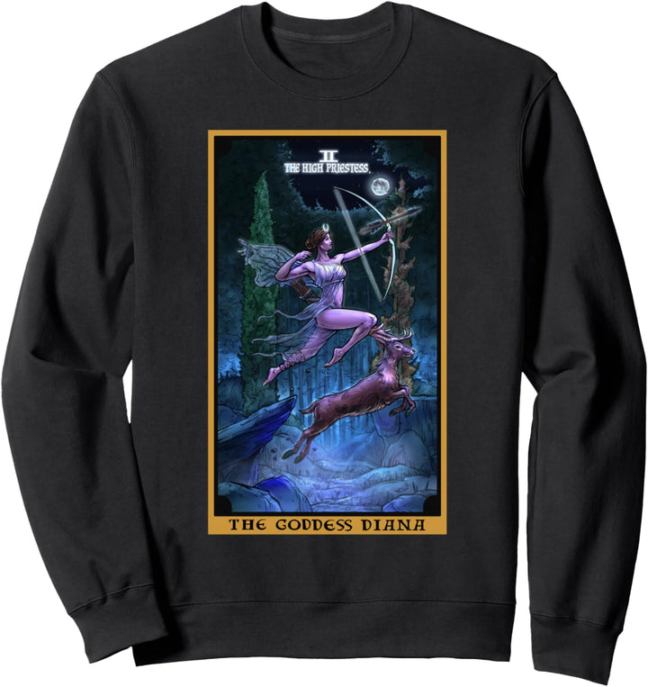Tarotkarte für die Göttin Diana Hochpriesterin, heidnische Hexerei Sweatshirt