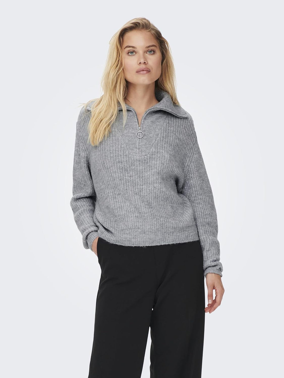 ONLY Female Strickpullover ONLBAKER Strickpullover L Light Grey Melange/Detail:melange, L Light Grey
