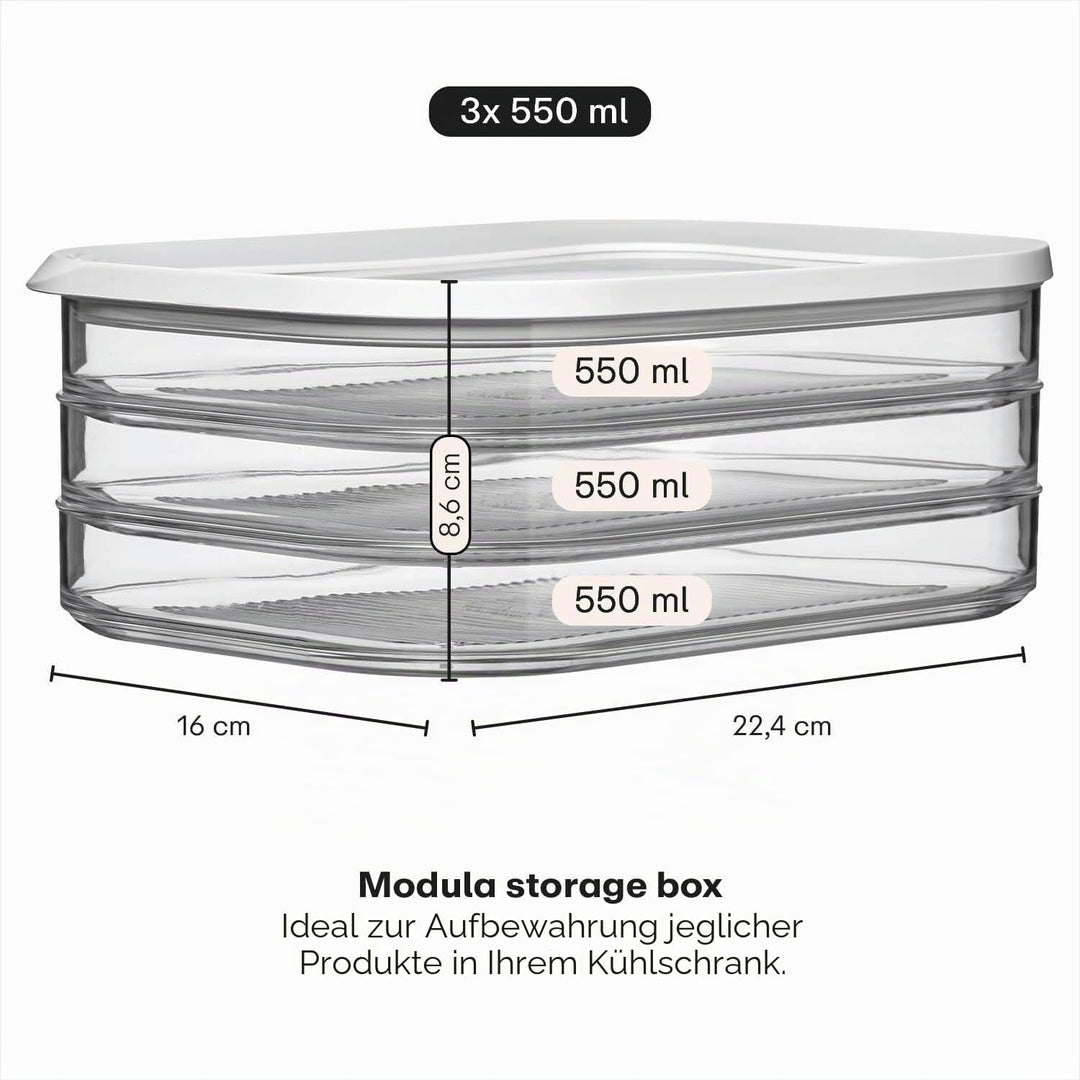 Mepal - Vorratsbehälter Wurstwaren Modula 3-lagig - Kühlschrank - Vorratsbox mit Deckel - Geeignet z