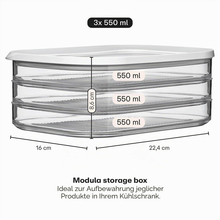 Mepal - Vorratsbehälter Wurstwaren Modula 3-lagig - Kühlschrank - Vorratsbox mit Deckel - Geeignet z