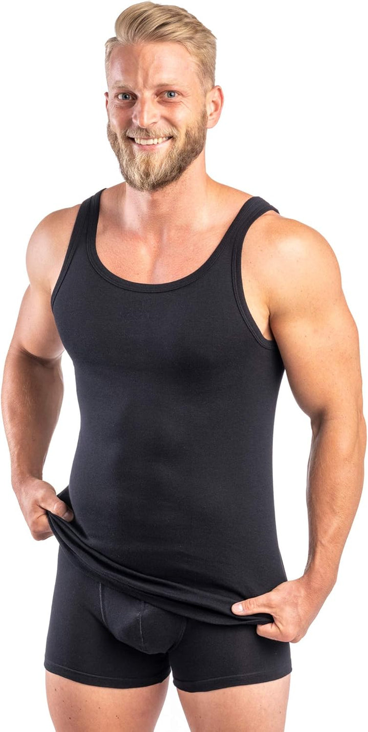 HERMKO 3000 4er Pack Herren Tank Top (Weitere Farben) Bio-Baumwolle S Schwarz, S Schwarz