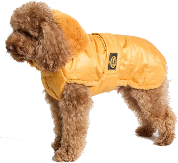 Fashion Dog Hunde-Steppmantel mit Abnehmbarer Kapuze - Ocker-Gelb - 27 cm, 27 cm