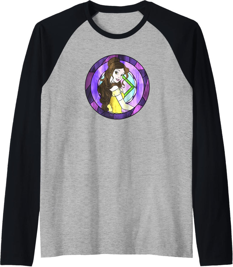 Disney Beauty And The Beast Belle Pose Neon Stained Glass Raglan