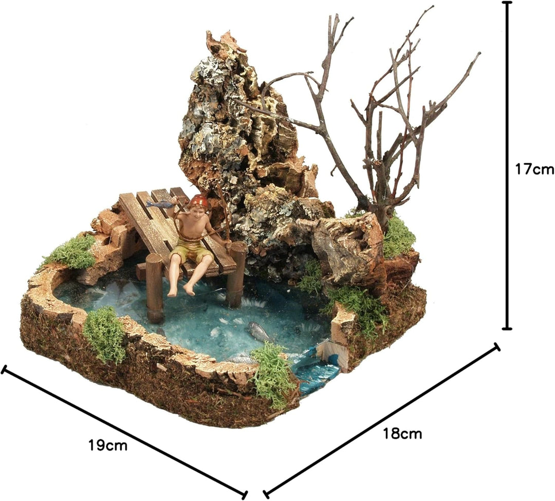 Bertoni Holzsee mit Fischer, Holz, Mehrfarbig, Einheitsgrösse