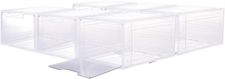 Carlo Milano Schuhregale Kunststoff: 6er-Set Transparente Schuhbox, stapelbar, bis Grösse 47, Magnet